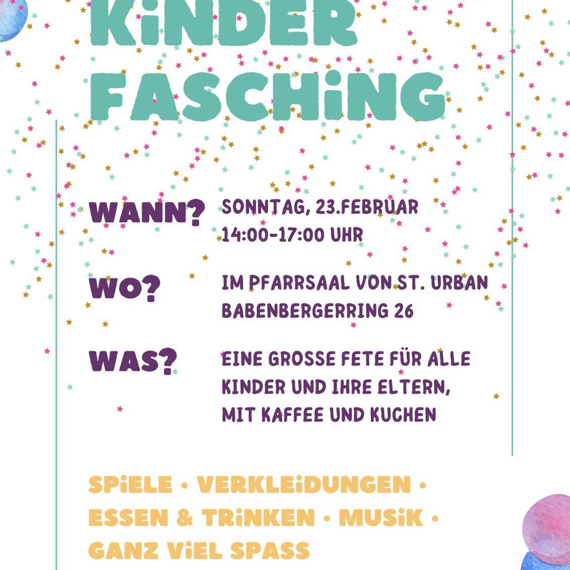 Herzliche Einladung zum Kinderfasching nach St. Urban!