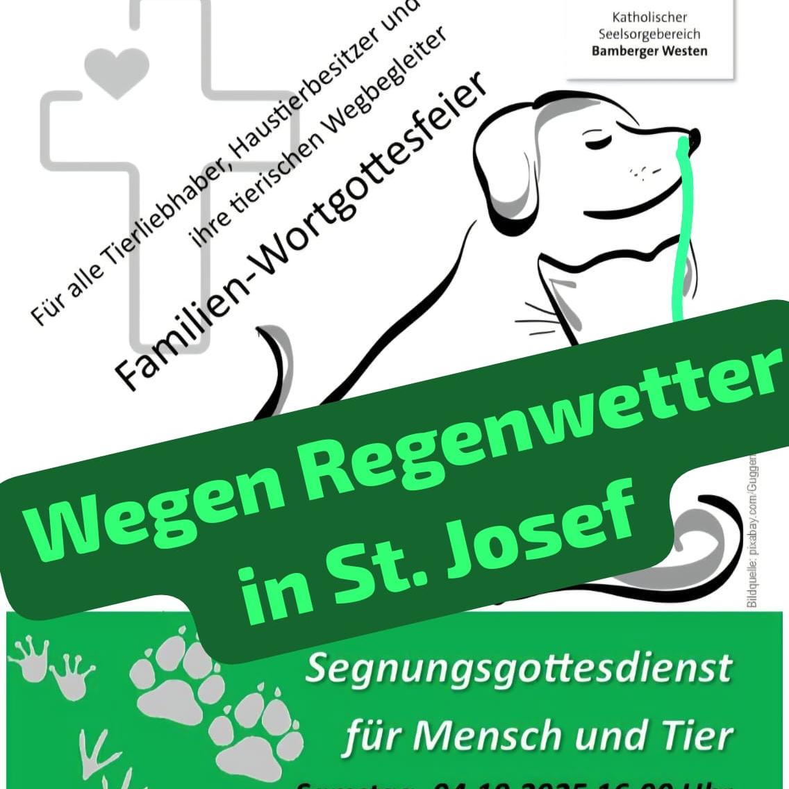 Wichtig: Wegen Regenwetter findet der Gottesdienst in St. Josef im Hain statt.