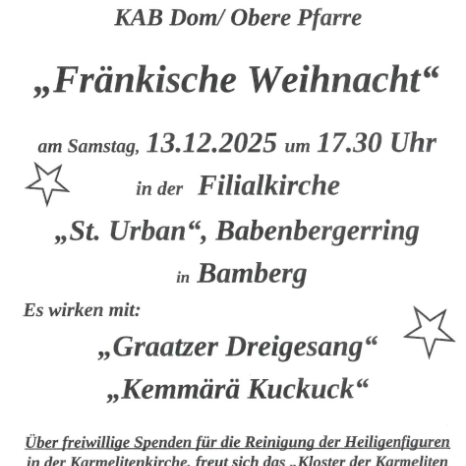 Plakat zum Benefizkonzert auf Initiative der KAB Dom/ Obere Pfarre