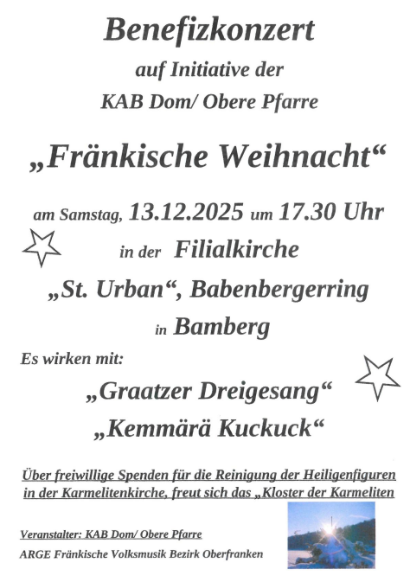 Plakat zum Benefizkonzert auf Initiative der KAB Dom/ Obere Pfarre