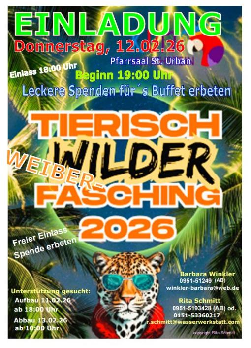 Einladung zum Weiberfasching St. Urban