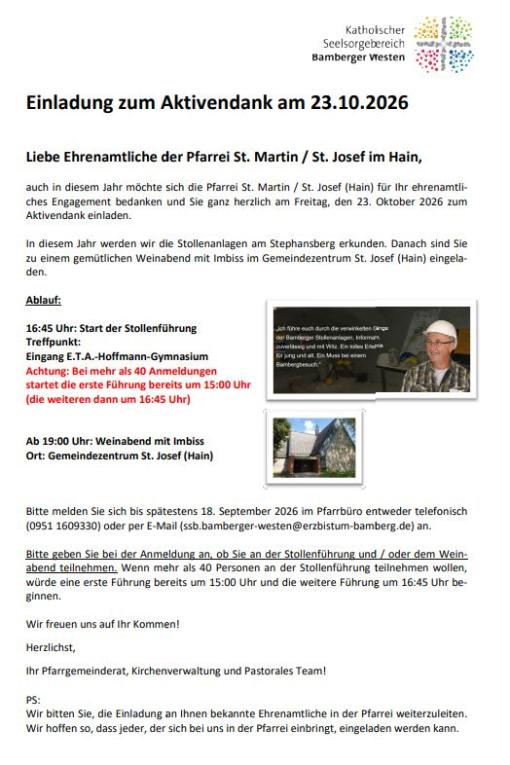 Einladung zum Aktivendank 2026