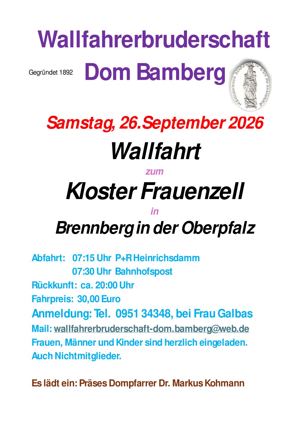 Einladung Wallfahrerbruderschaft Dom