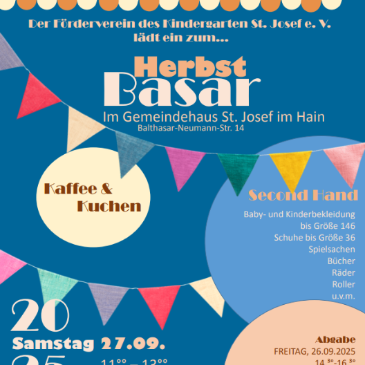 Herzliche Einladung zum Herbstbasar im Gemeindehaus St. Josef im Hain