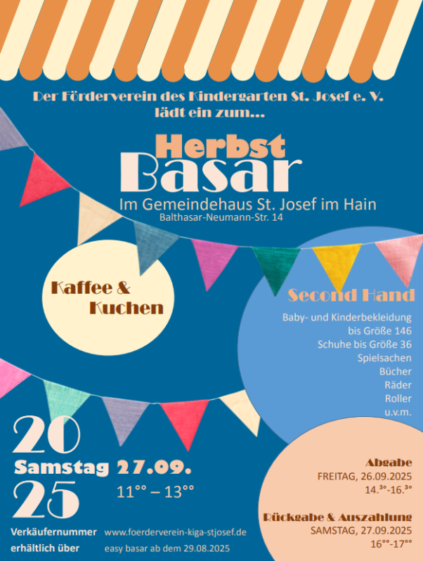 Herzliche Einladung zum Herbstbasar im Gemeindehaus St. Josef im Hain