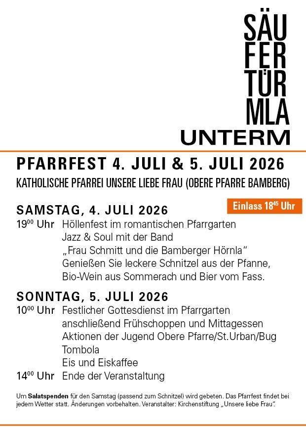 Herzliche Einladung zum Pfarrfest 2026 „Unterm Säufertürmla“