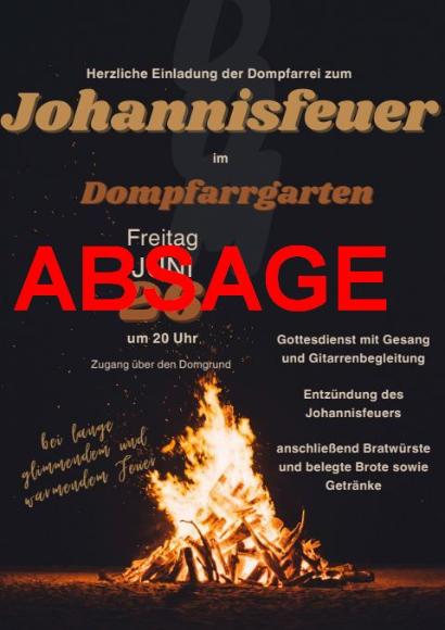 Johannisfeuer Dompfarrei 2026 muss abgesagt werden