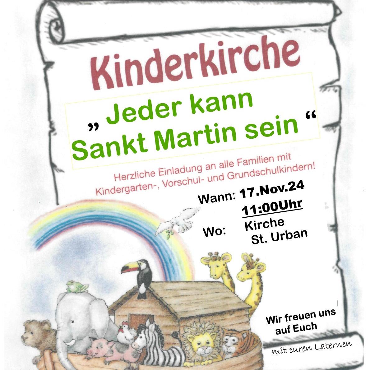 Am 17. November 2024 findet die nächste Kinderkirche in St. Urban statt.