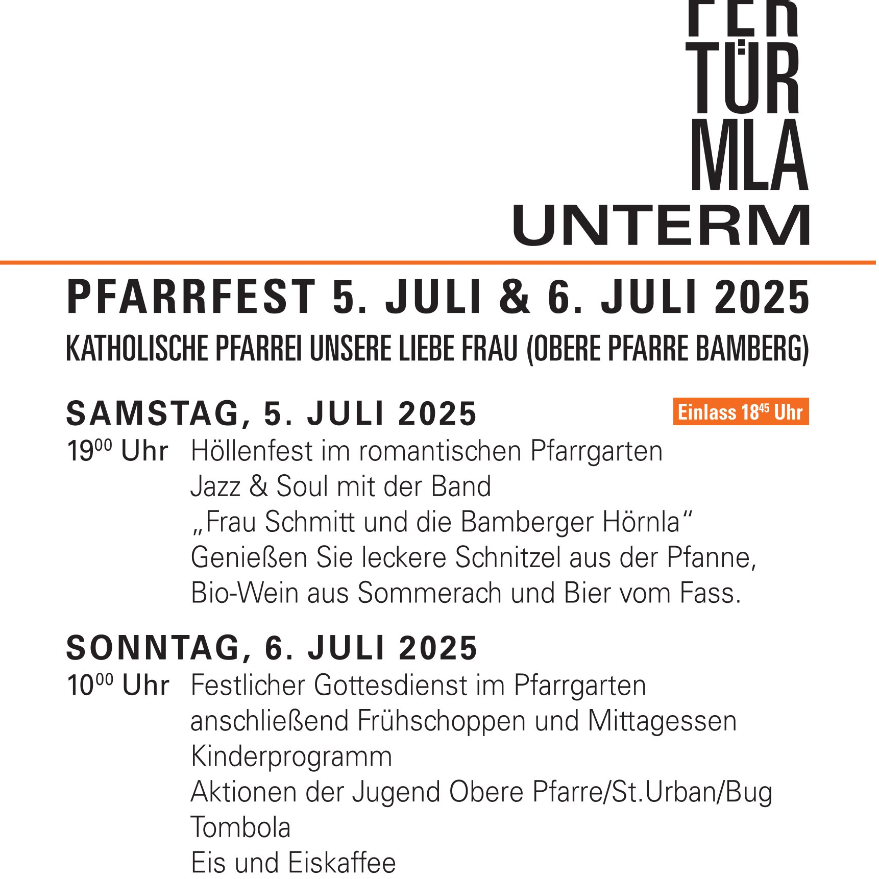 Herzliche Einladung zum Pfarrfest „Unterm Säufertürmla“