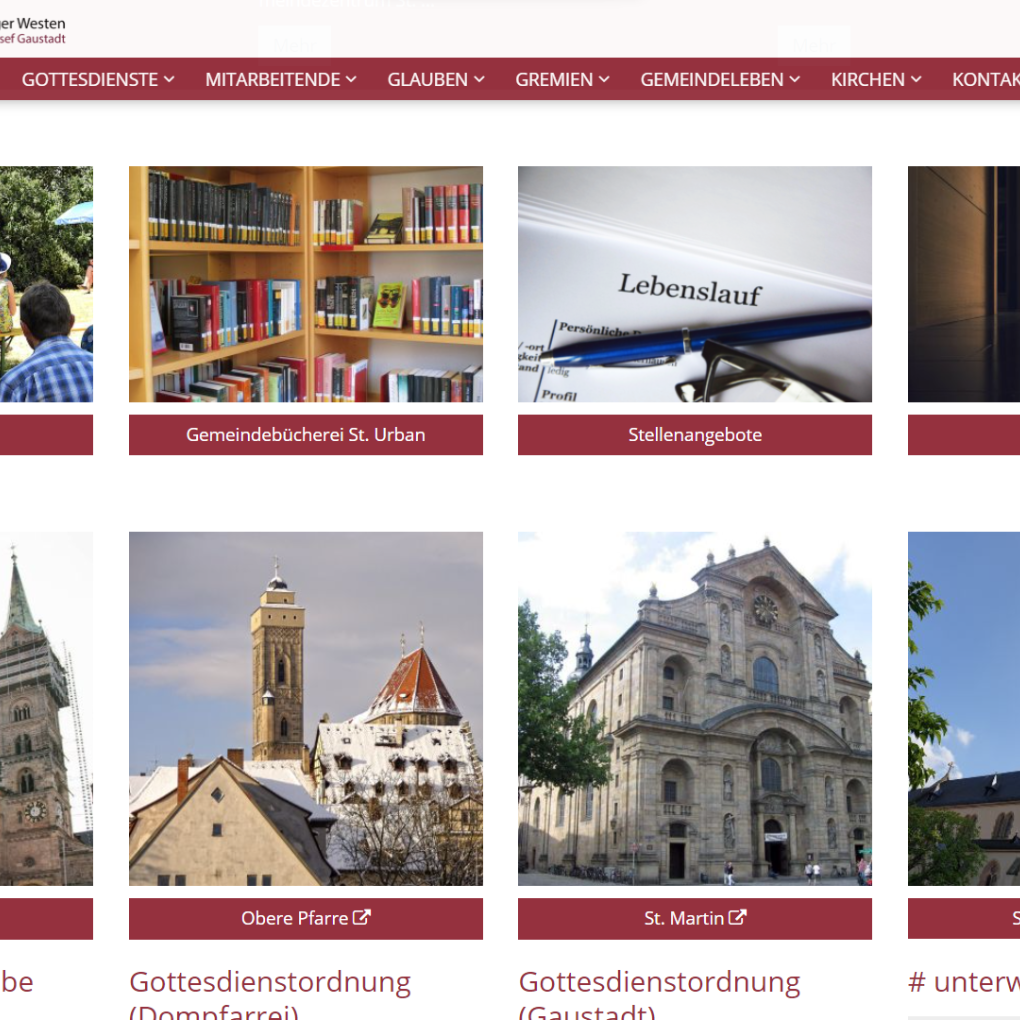 Screenshot der neuen Homepage des Seelsorgebereichs Bamberger Westen