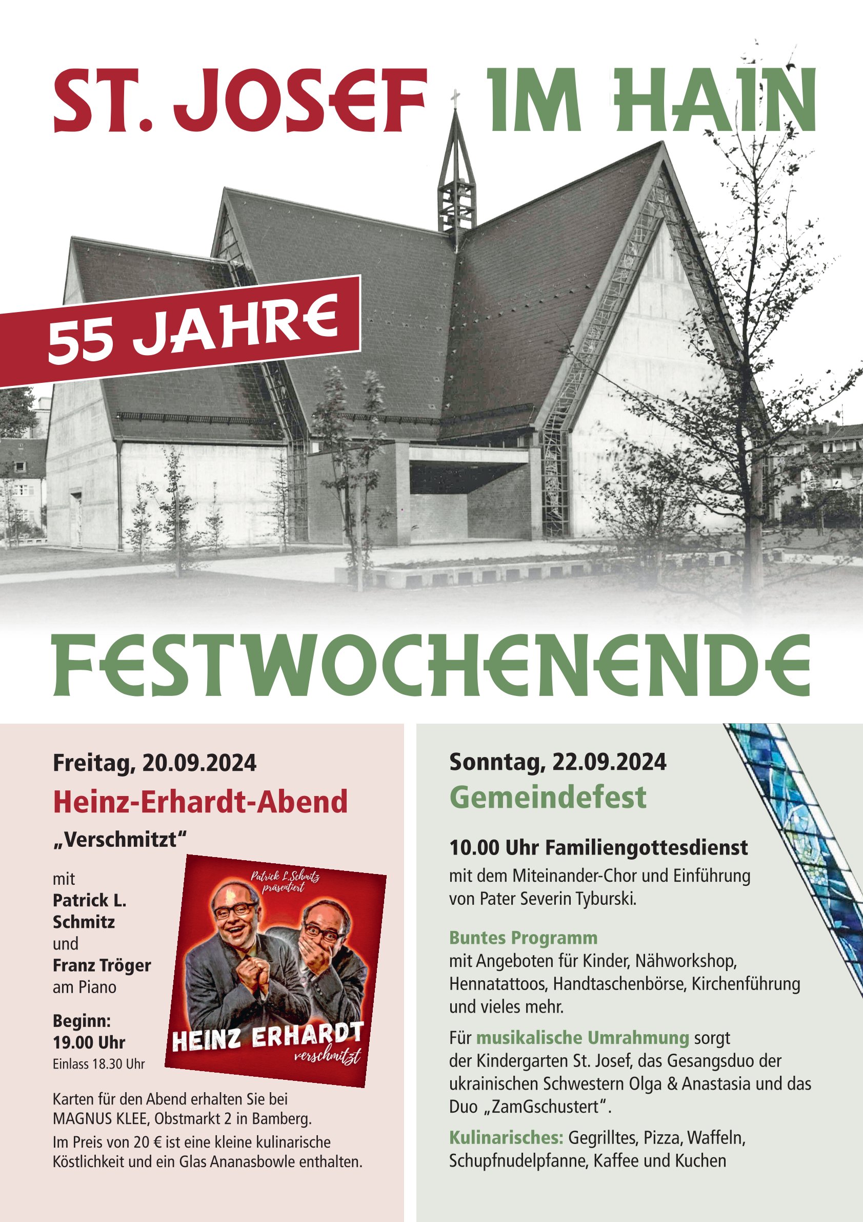 Herzliche Einladung zum Festwochenende nach St. Josef im Hain