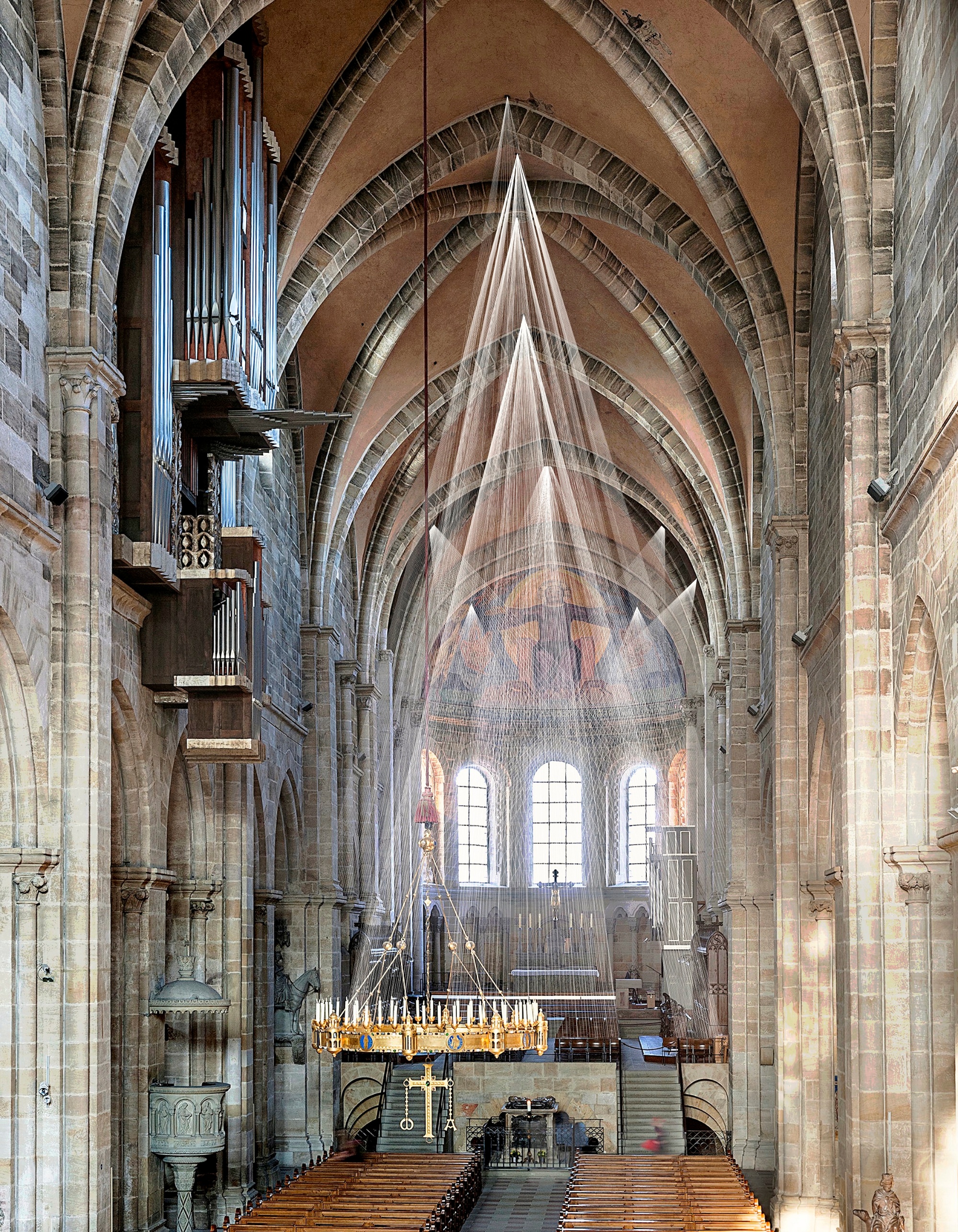 Visualisierung der Kunstinstallation MEMORIA.IM LICHT im Bamberger Dom von Künstlerin Elke Maier (Sommer 2024)